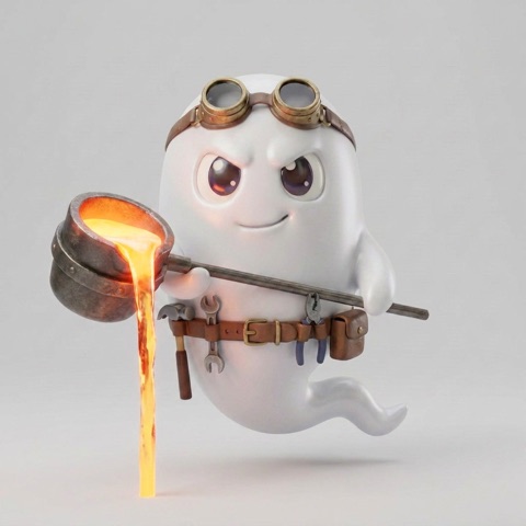 The ghost maker, goggles and tool belt