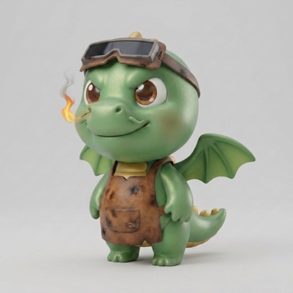 The dragon monster in welding gear